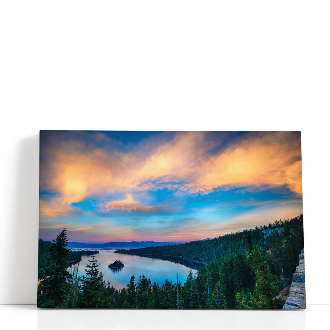 Top View of Lake Tahoe, Sierra Nevada - Canvas Print Wall Art