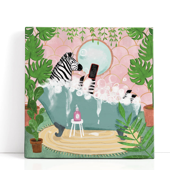 Zebra in Tub - Canvas Print Wall Art