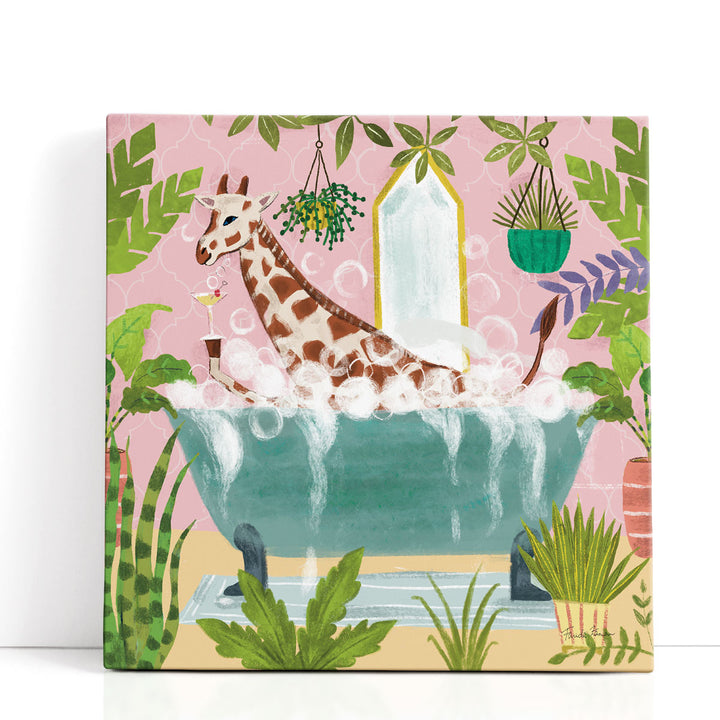 Giraffe in Tub - Canvas Print Wall Art