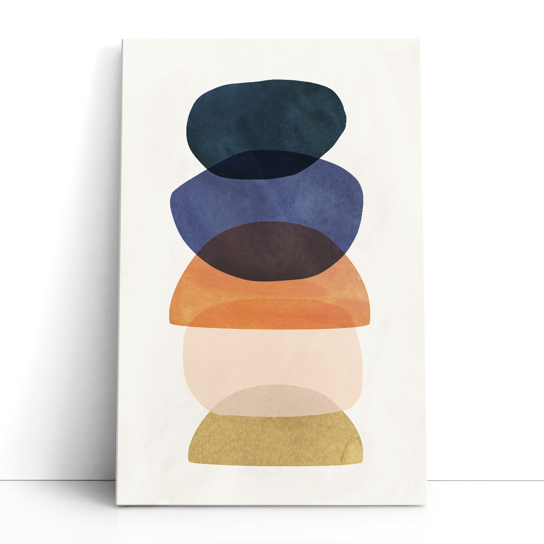Geometric Abstract Art Prints blue white shapes