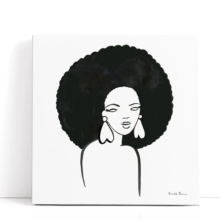 Afro Girl I Black and White - Canvas Print Wall Art