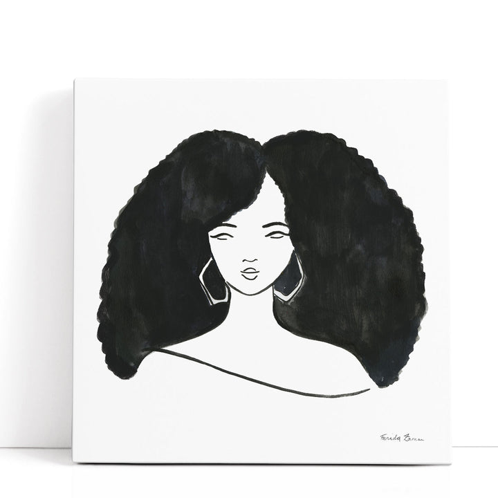 Afro Girl II Black and White - Canvas Print Wall Art