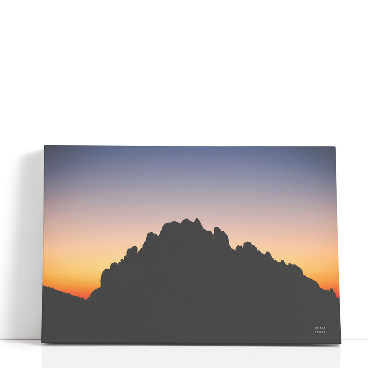 Mountain canvas wall art with sunset over peaks
