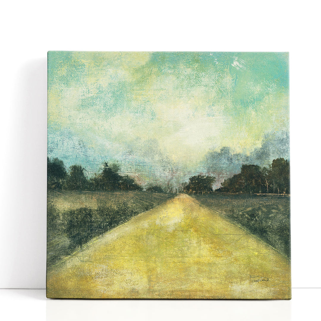 Golden Road Landscape Art with sunlit path