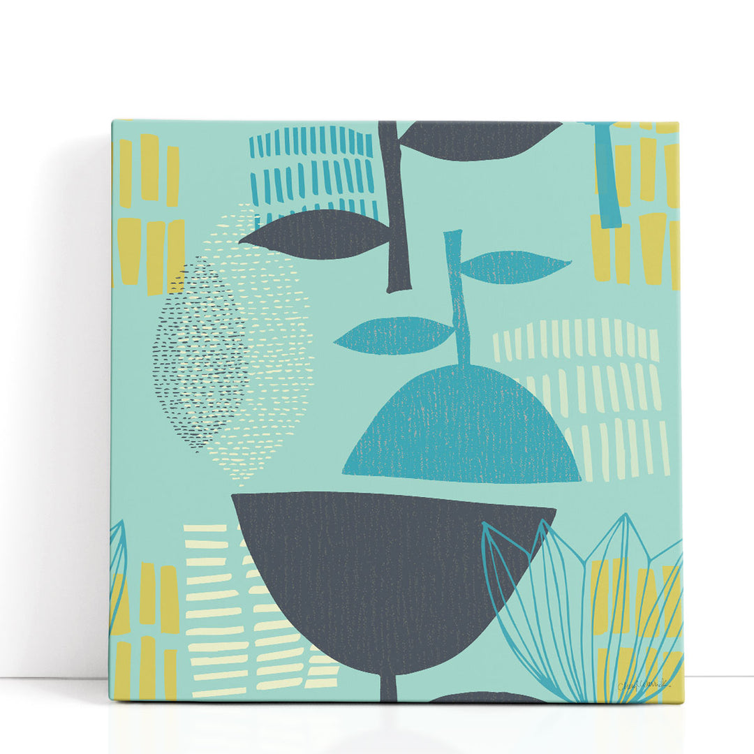 Framed Leaf Wall Art – blue and black leaf texture design