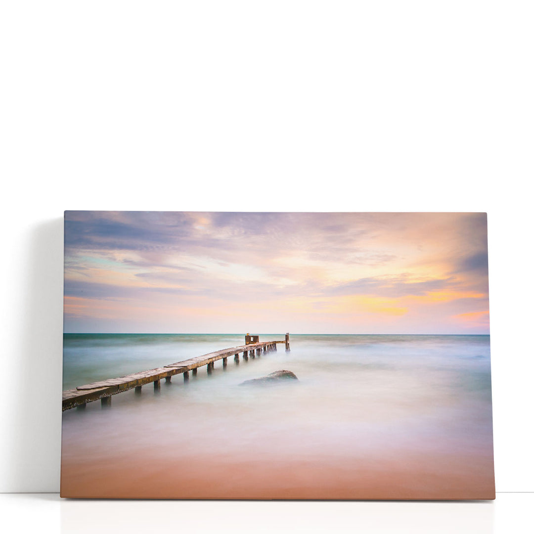 Ocean Mist and a Pier - Canvas Print Wall Art