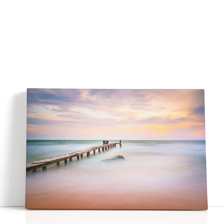 Ocean Mist and a Pier - Canvas Print Wall Art
