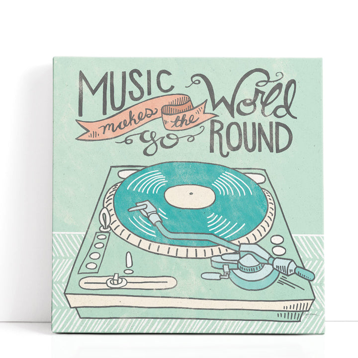 Retro Record Player Gray - Canvas Print Wall Art