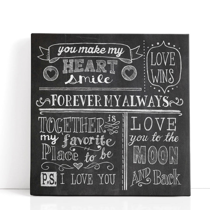 Inspiration Chalkboard I Black and White - Canvas Print Wall Art
