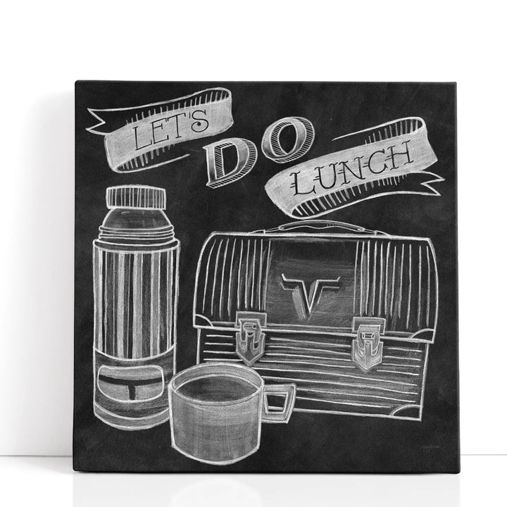 Lets Do Lunch Chalk Black and White - Canvas Print Wall Art