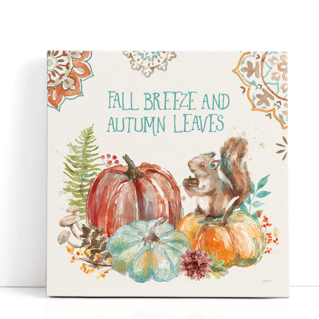 whimsical squirrel on pumpkin watercolor art