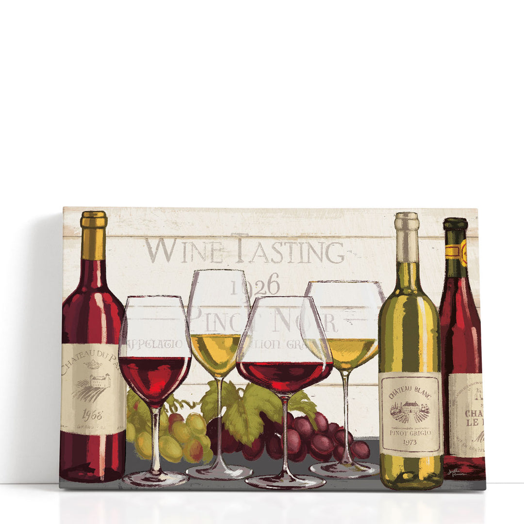Rustic wine bottle canvas with aged wood