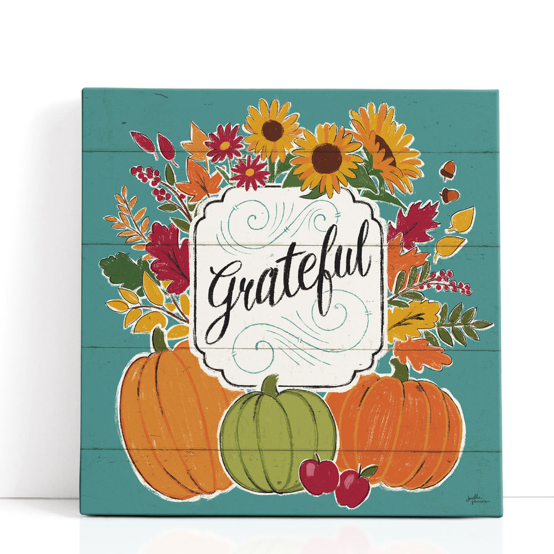 Thankful II Turquoise - Canvas Print Wall Art