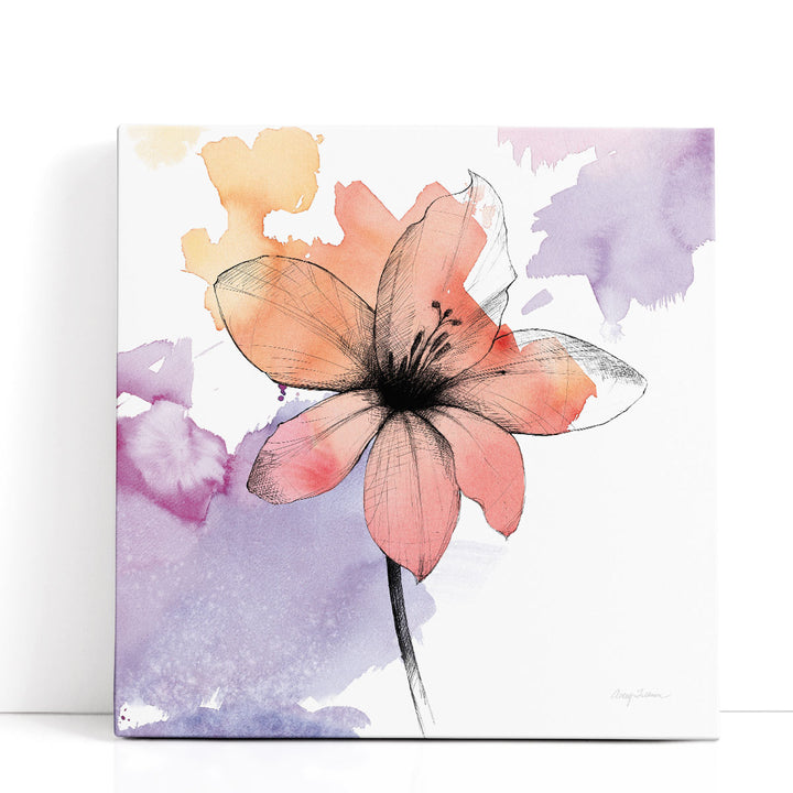 Watercolor Graphite Flower II - Canvas Print Wall Art
