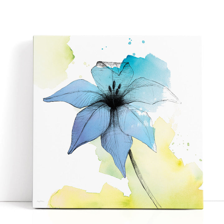 Watercolor Graphite Flower V - Canvas Print Wall Art