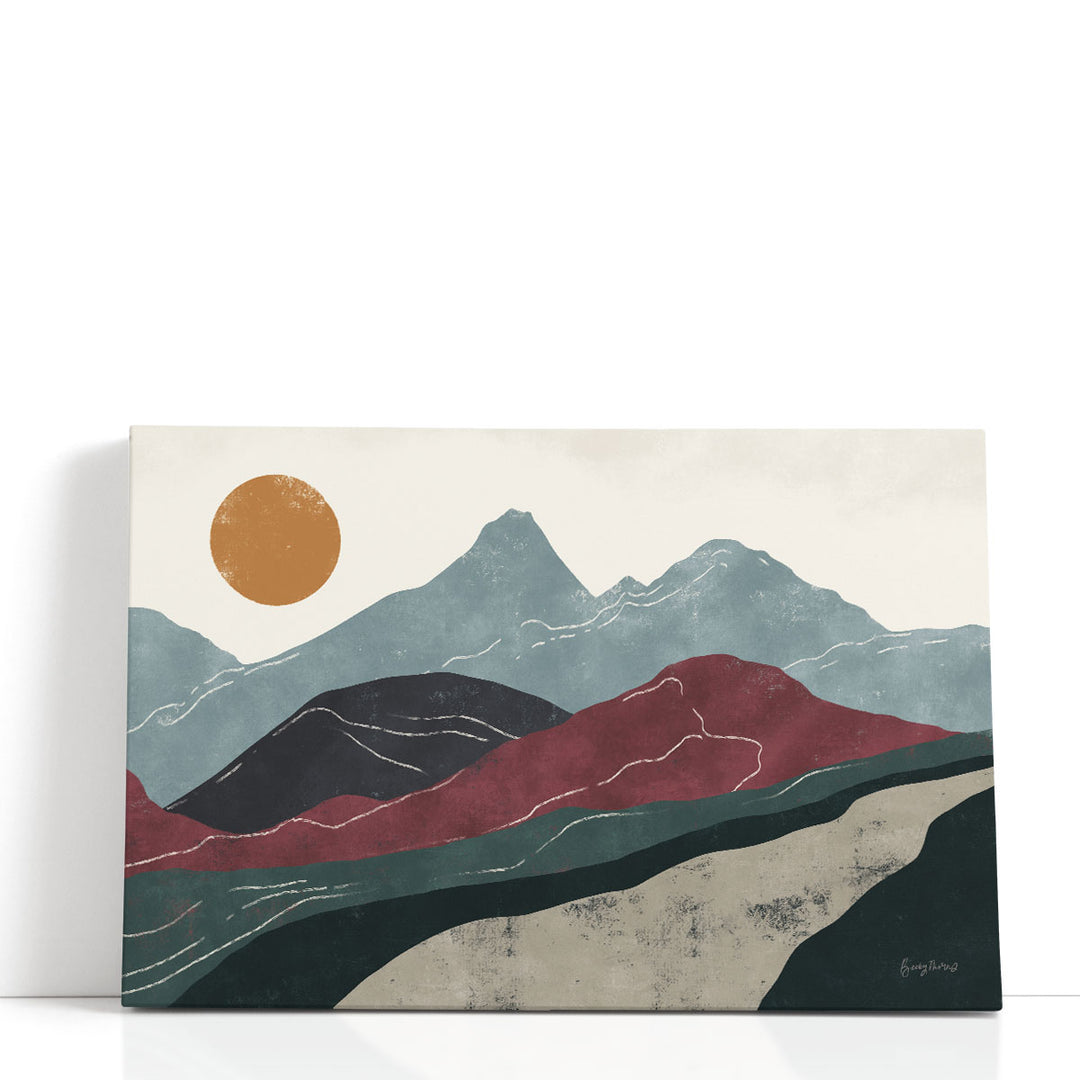 Mountain wall decor with abstract landscape design
