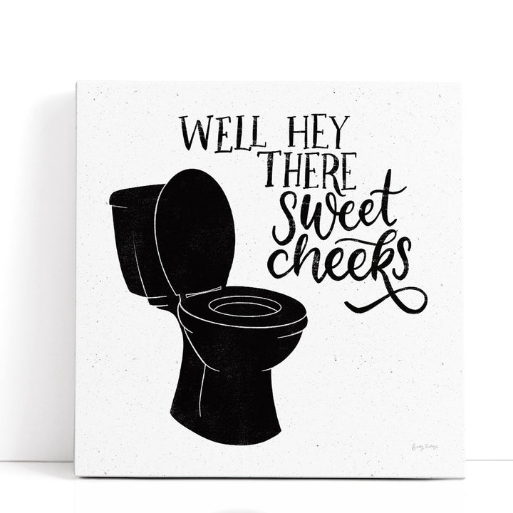 Bathroom Puns III Black and White - Canvas Print Wall Art