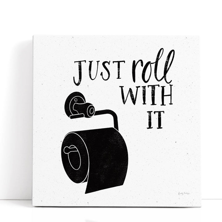 Bathroom Puns V Black and White - Canvas Print Wall Art