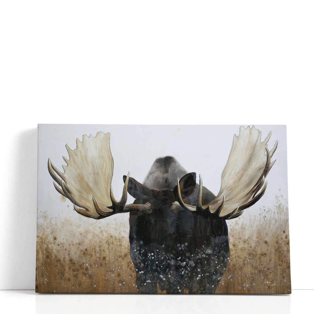 Moose Canvas Wall Art – bold brown and neutral wildlife painting