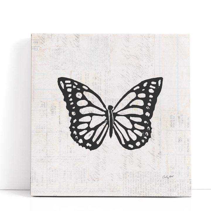 Butterfly Stamp Black and White - Canvas Print Wall Art