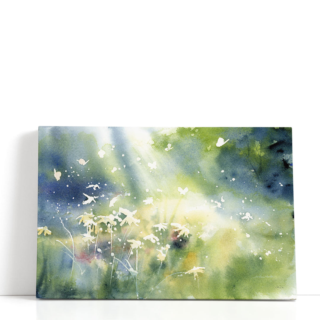 Watercolor landscape rolling hills and sky
