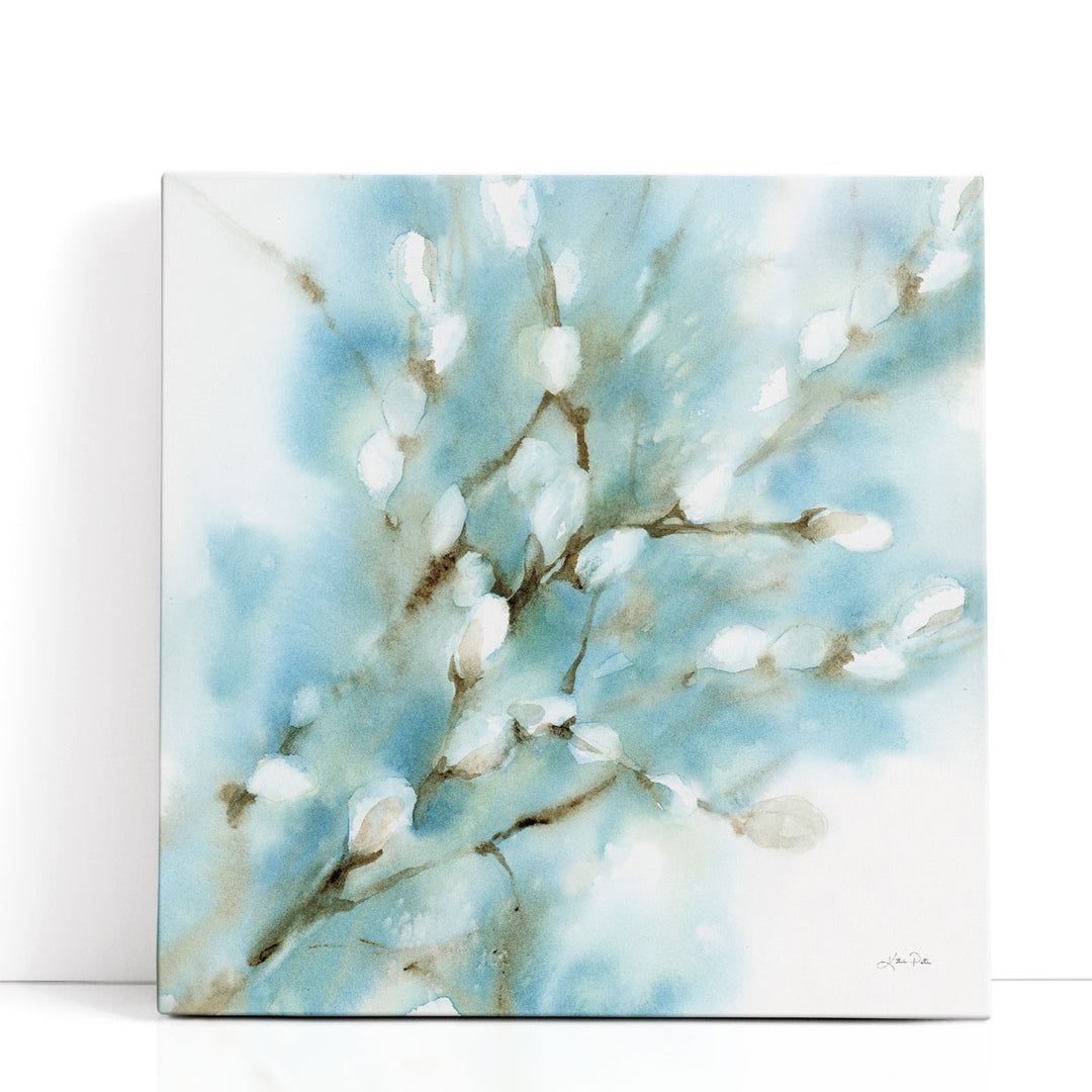 Floral abstract canvas print blue blooms