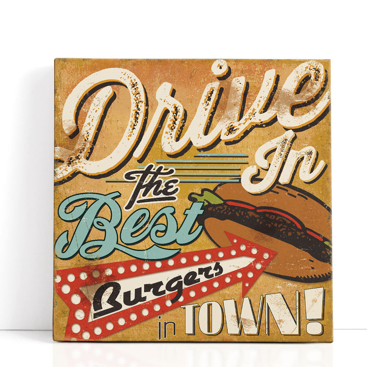 Retro Drive-In Burger Sign Art neon sign