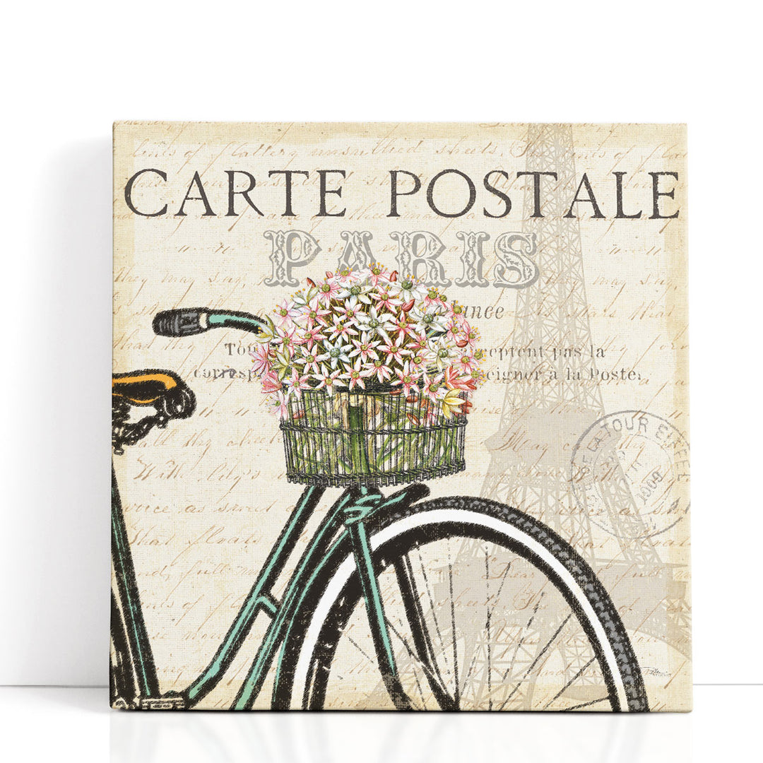 Eiffel Tower bike illustration in sepia