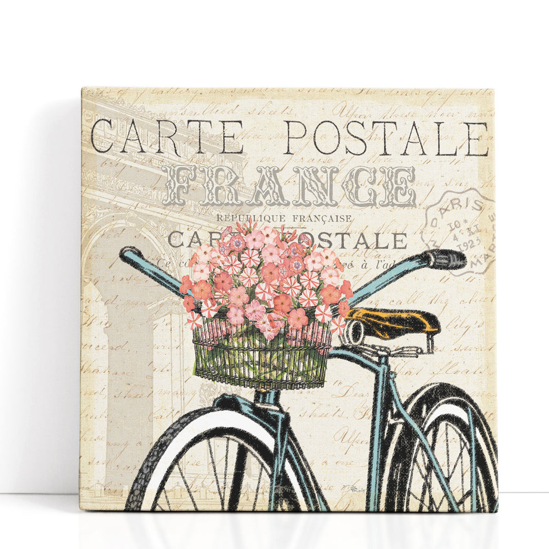 Romantic Parisian Bike Artwork silhouette against skyline