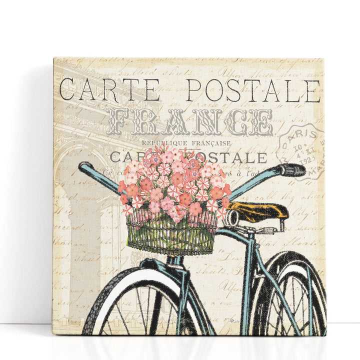 Romantic Parisian Bike Artwork silhouette against skyline