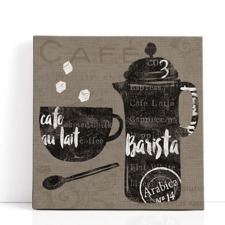 Linen Coffee II Black and White - Canvas Print Wall Art