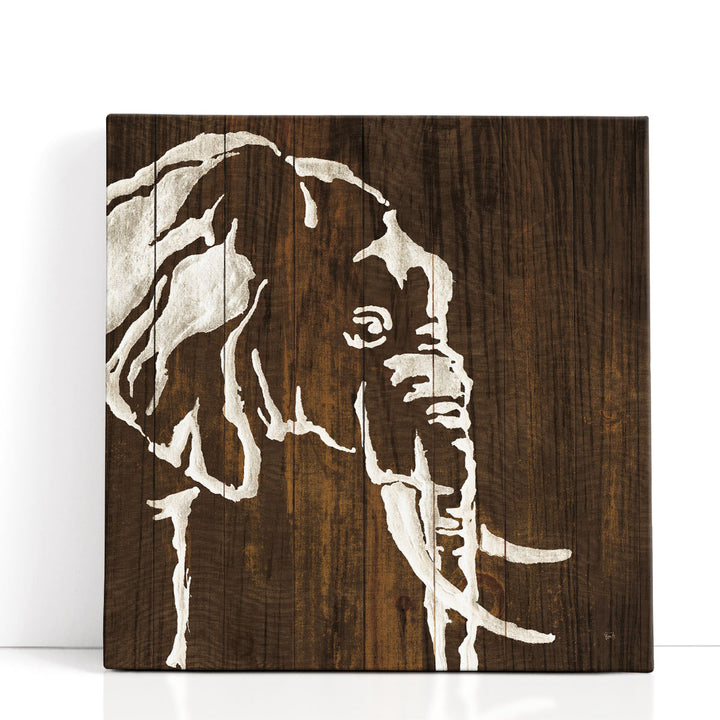 White Elephant on Dark Wood - Canvas Print Wall Art