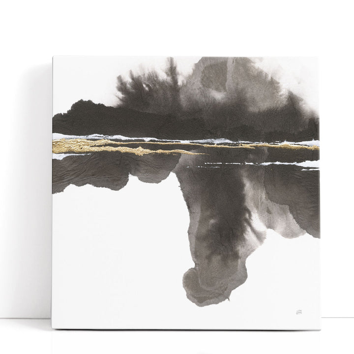 Mountain Reflection Black and White - Canvas Print Wall Art