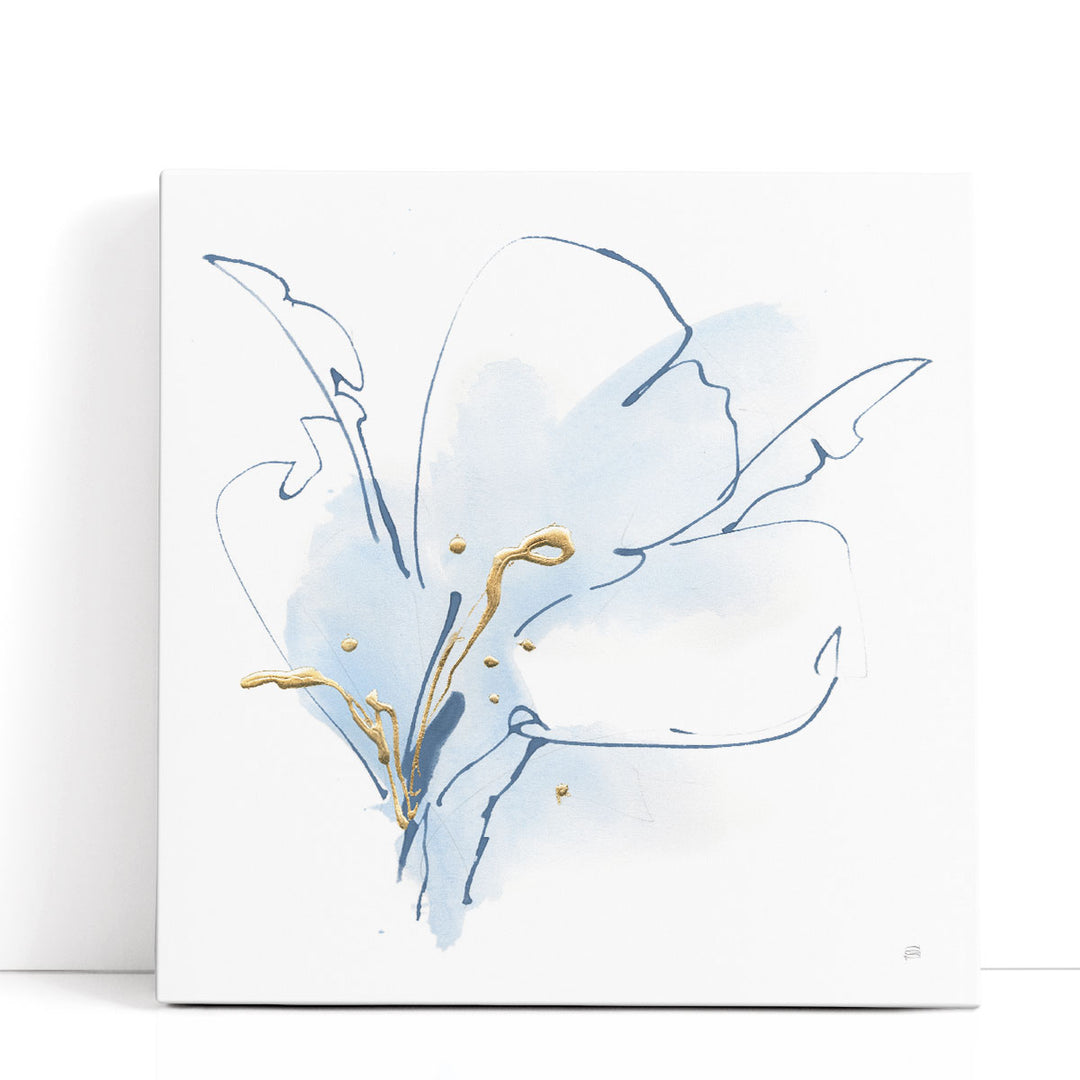 Blue and Gold Abstract Wall Art metallic design