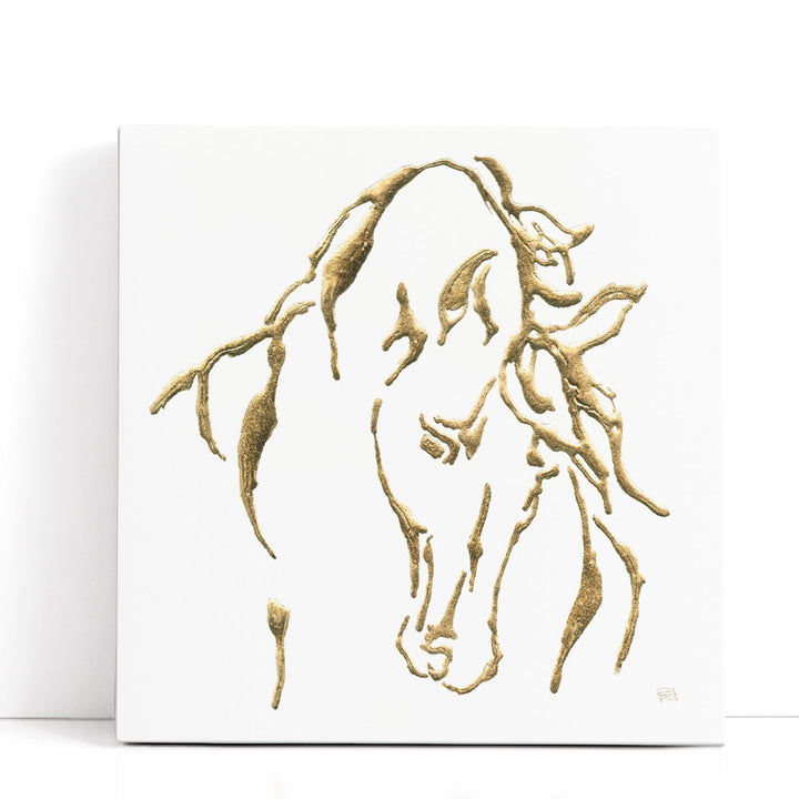 Gold Horse Prints On Canvas – abstract golden horse in motion