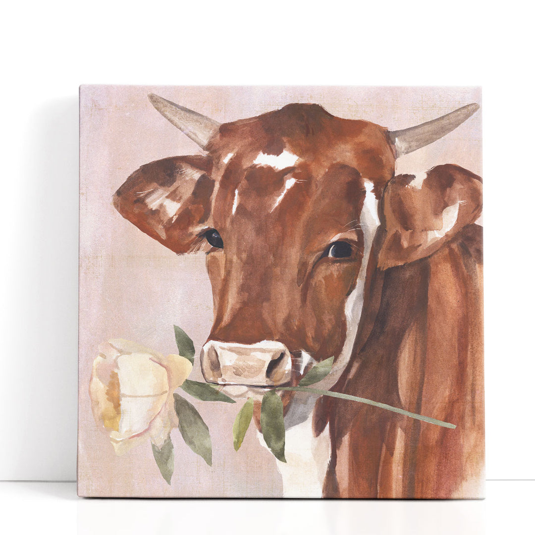 Peony Cow I - Canvas Print Wall Art
