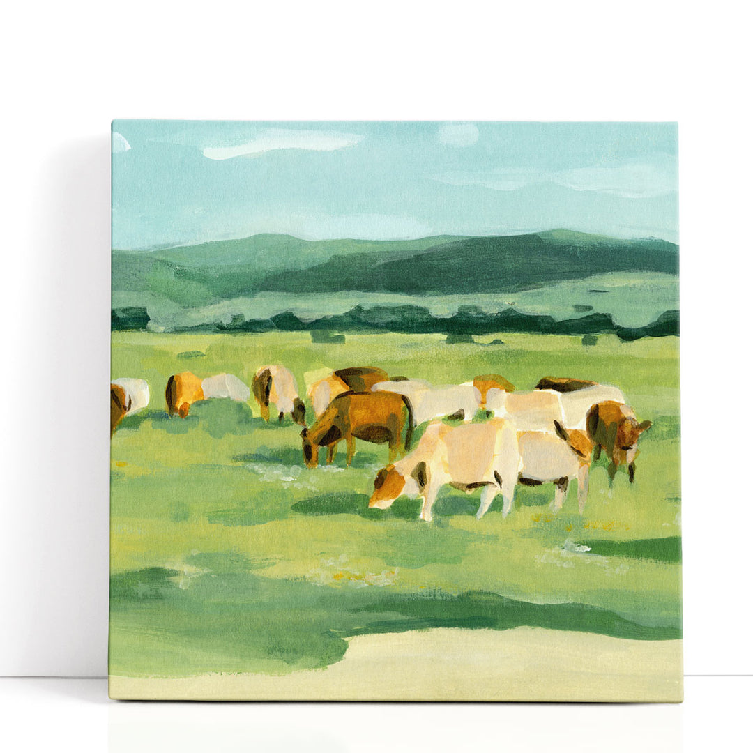 Rural country artwork with scenic fields