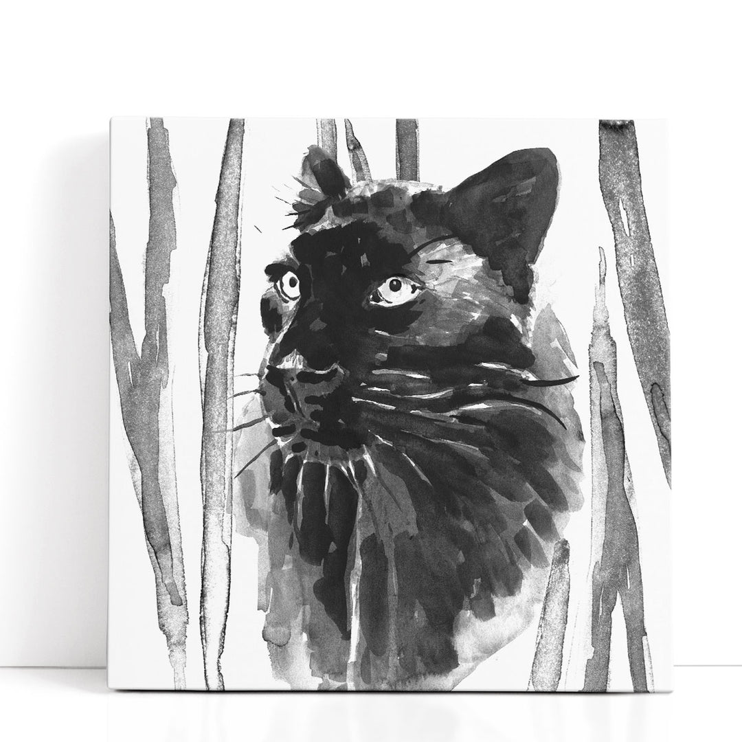 Still Cat I Black and White - Canvas Print Wall Art