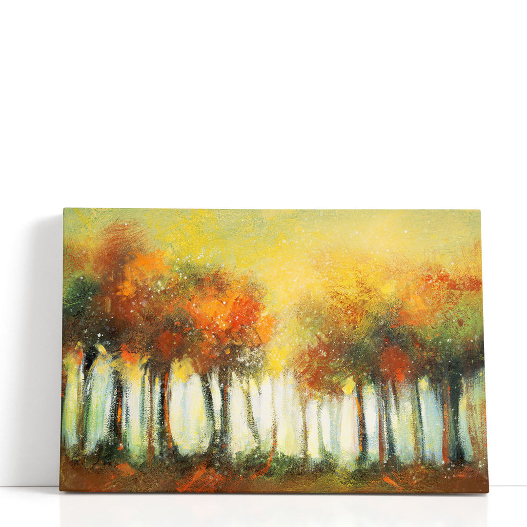 tree artwork – abstract yellow tree silhouette