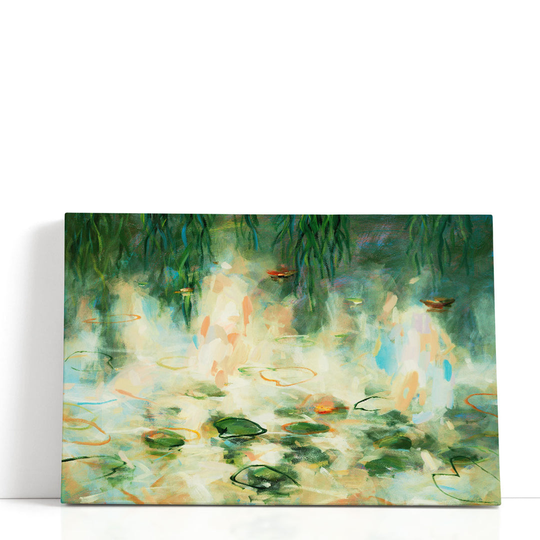 Botanical prints with green grass strokes