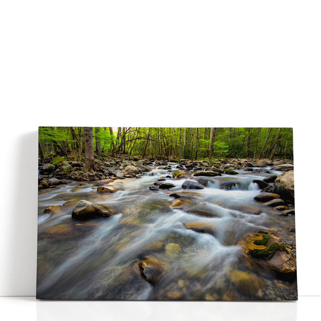 Golden wall art with rocky landscape
