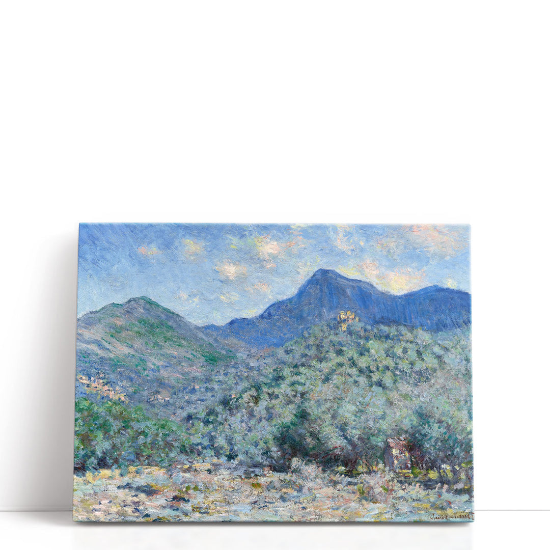 Blue mountain canvas art with soft scenic tones