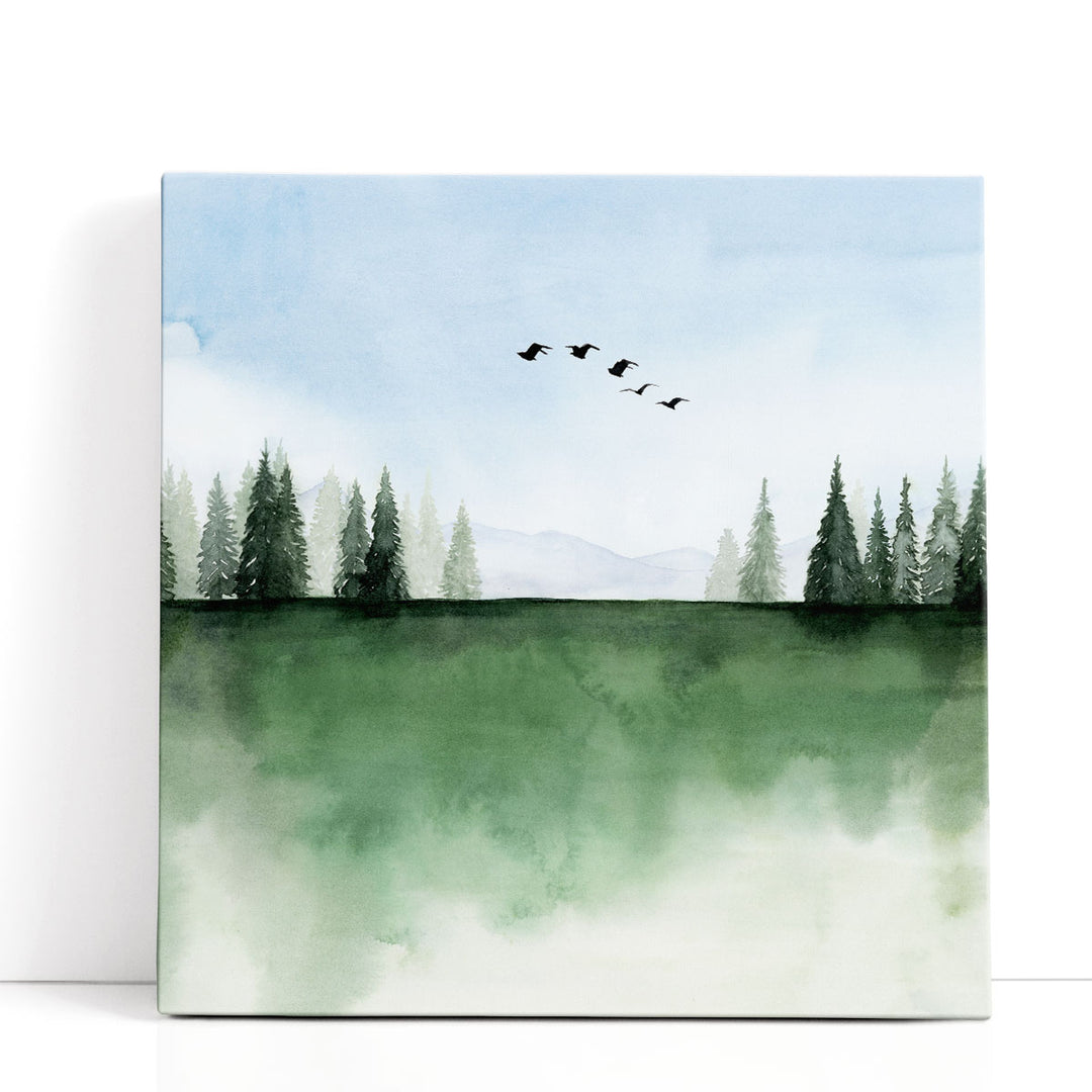 Forest canvas art with green trees