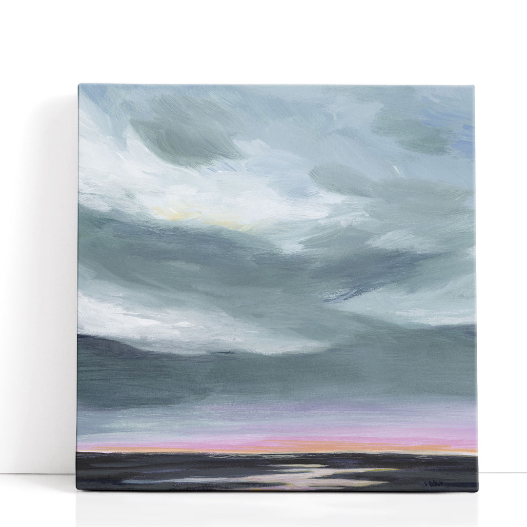 Gray Landscape Canvas Painting – soft abstract hills in gray tones