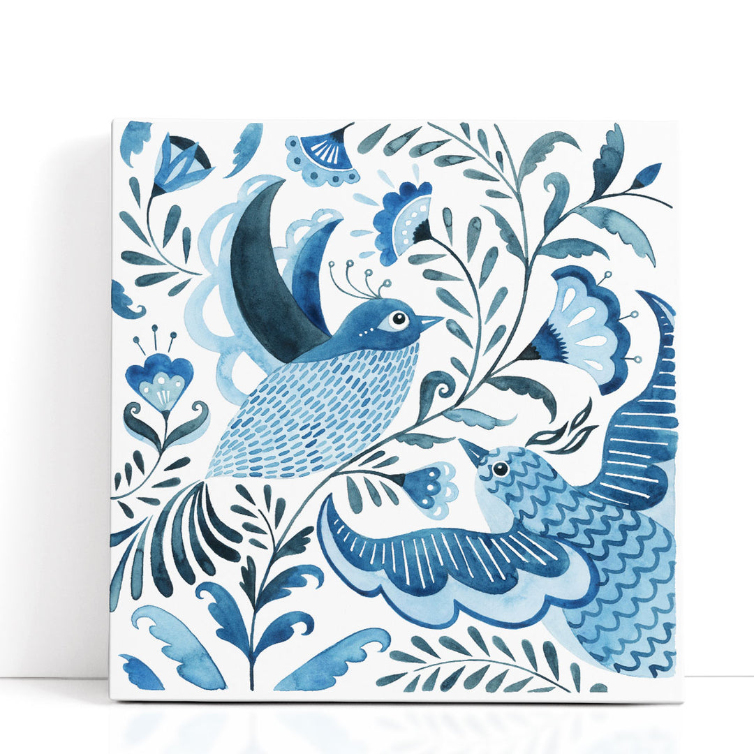 Blue Bird Folk I - Canvas Print Wall Art