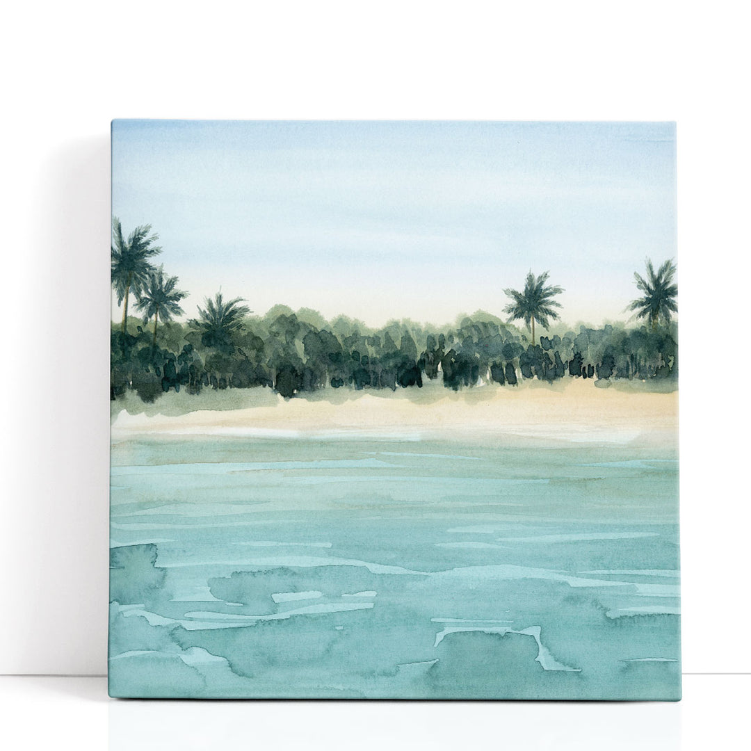 Tropical beach prints with soft ocean hues
