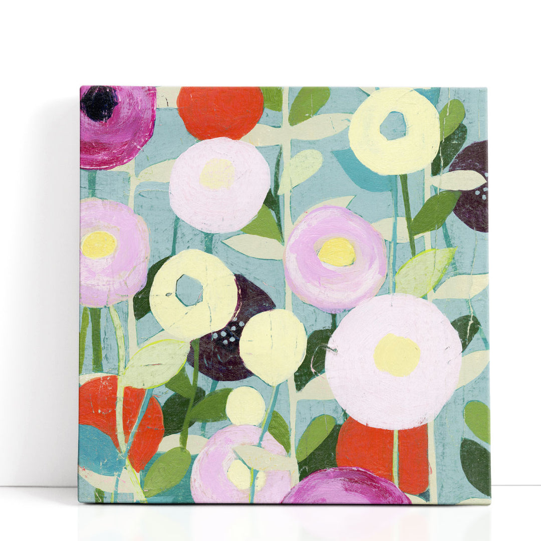 Floral abstract art with pastel poppies