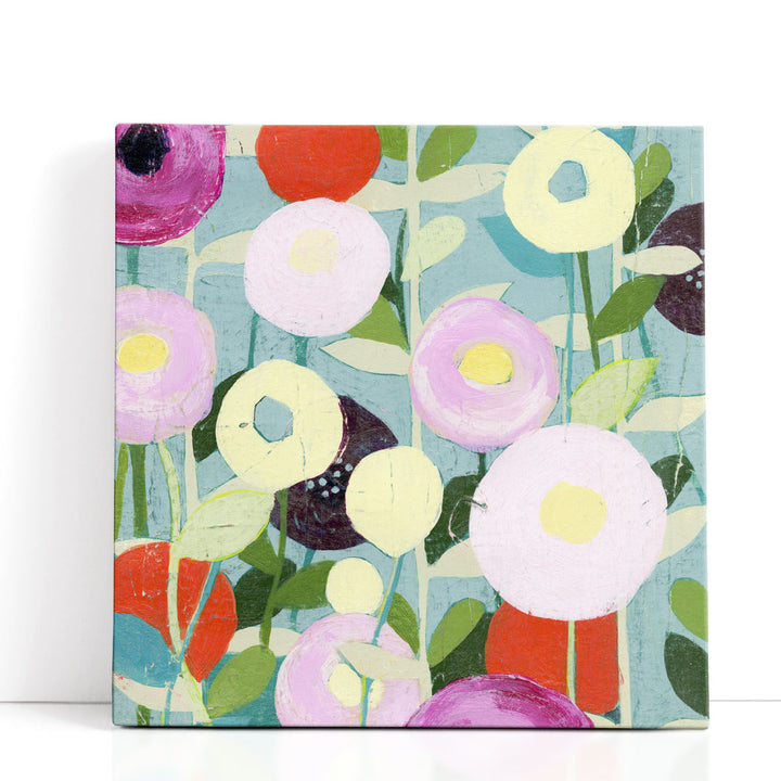 Floral abstract art with pastel poppies