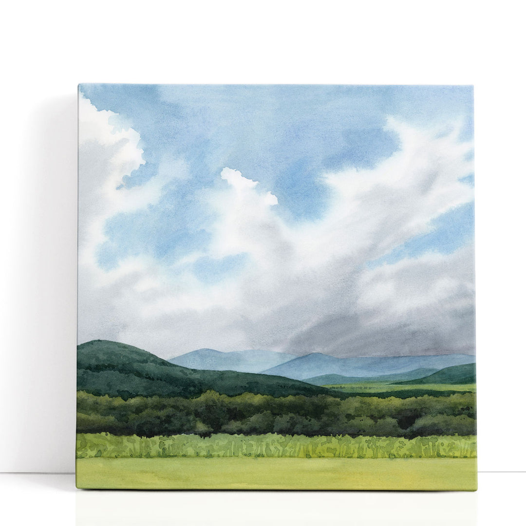 Sapphire mountain wall art with blue peaks