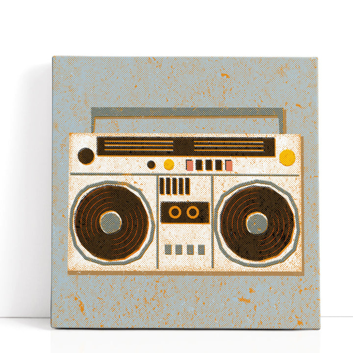 Mid-Century Music Art with retro speaker silhouette